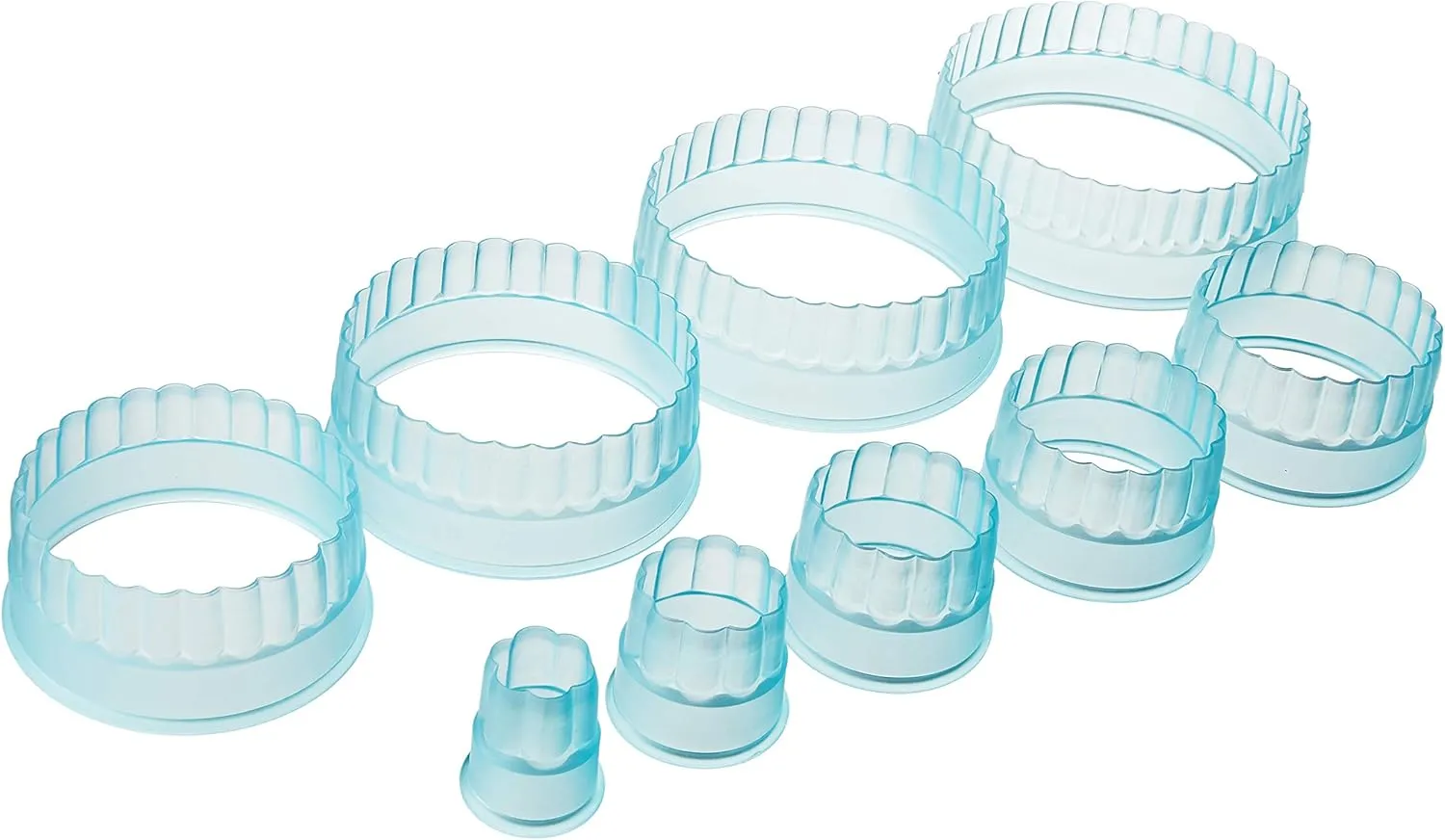 Ateco 5707 Fluted Edge Round Cutter Set in Graduated Sizes, Durable, Food-Safe Plastic, 7 Pc Set,Blue