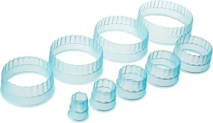 Ateco 5707 Fluted Edge Round Cutter Set in Graduated Sizes, Durable, Food-Safe Plastic, 7 Pc Set,Blue