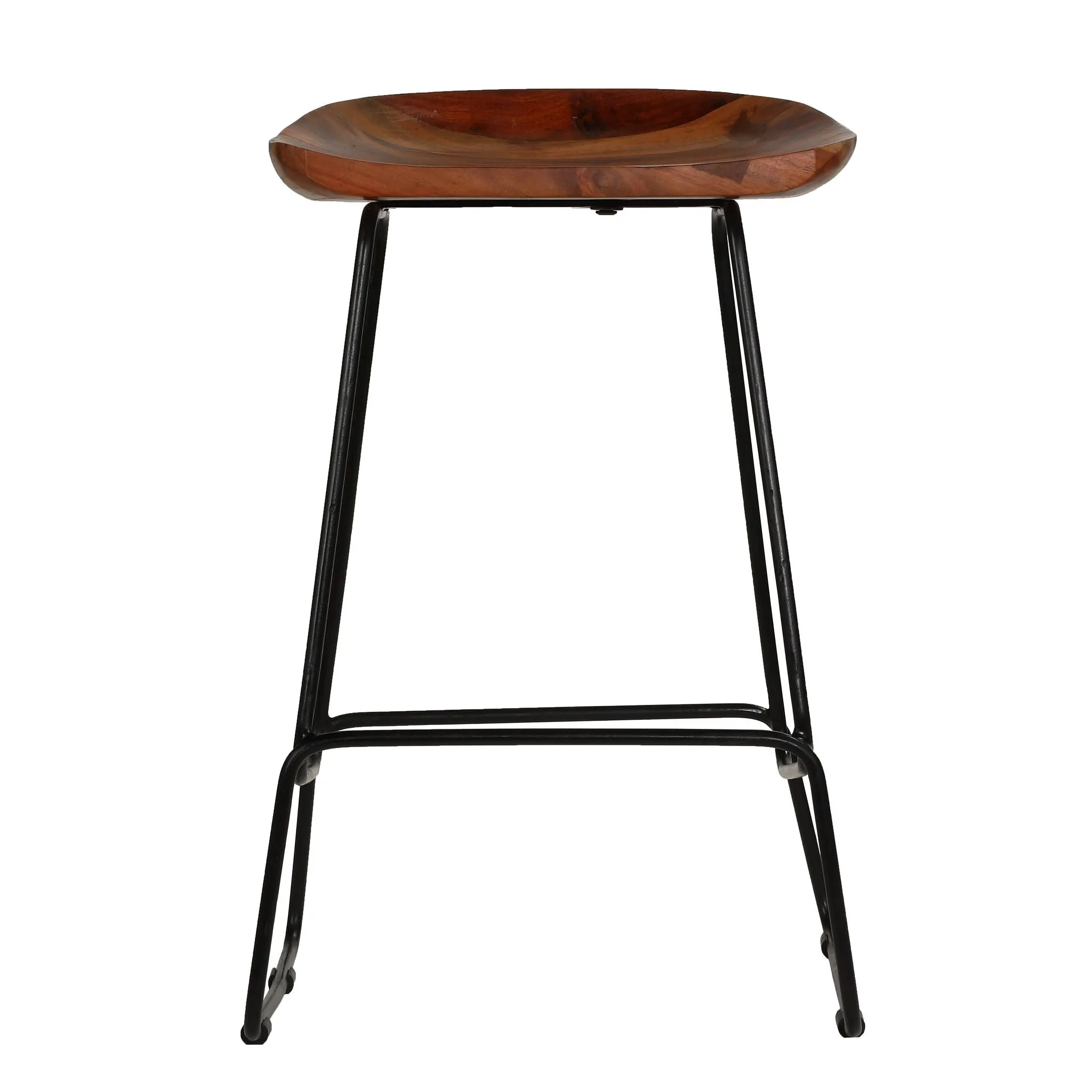Bare Decor Dumas Solid Wood Barstool 30" Height , Black Metal Base, Set of 2