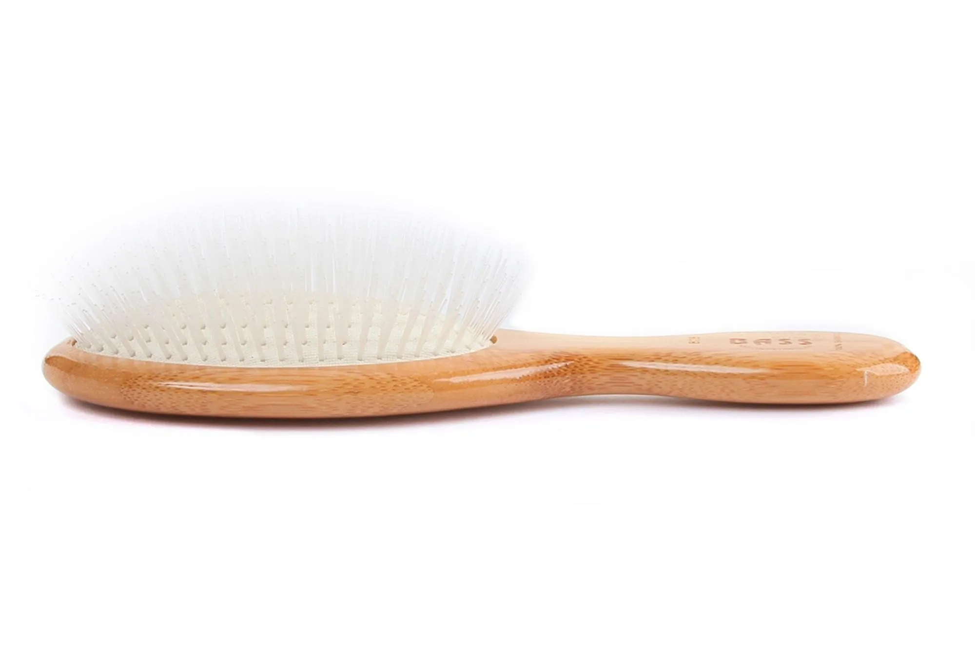 Bass Brushes Purse Size Oval Cushion Nylon Bristle Light Wood Handle 1 Brush
