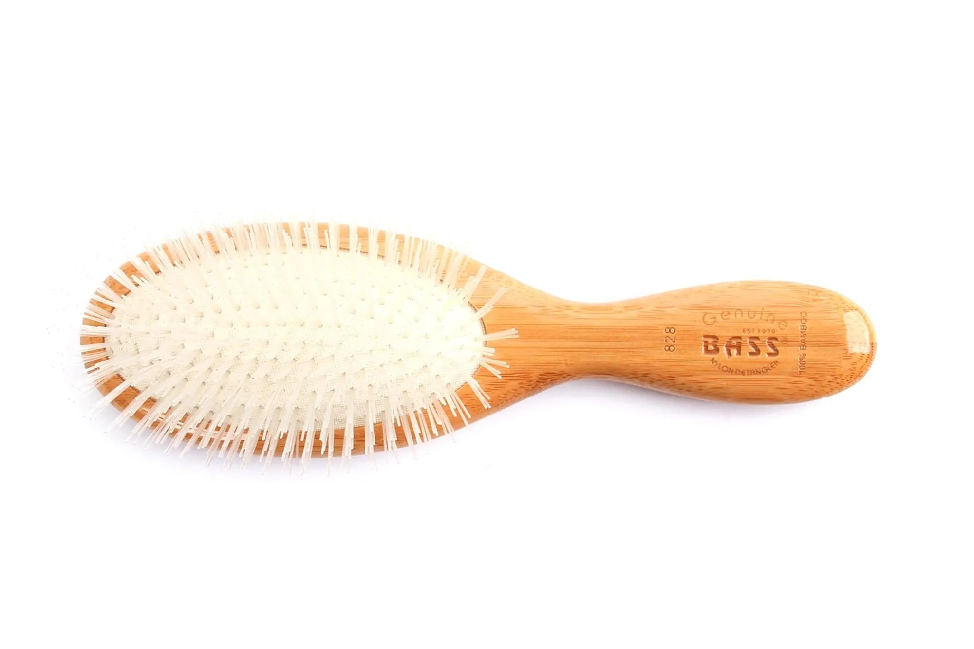 Bass Brushes Purse Size Oval Cushion Nylon Bristle Light Wood Handle 1 Brush