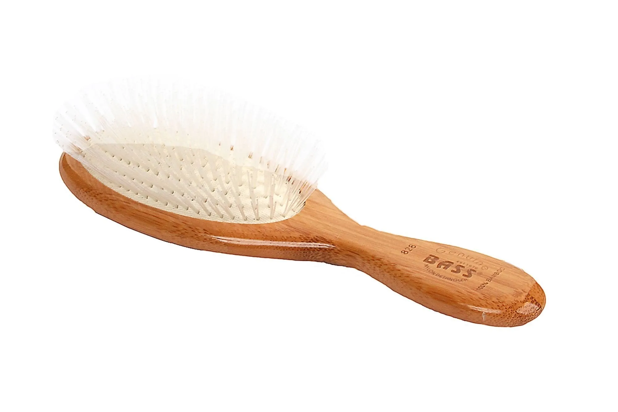 Bass Brushes Purse Size Oval Cushion Nylon Bristle Light Wood Handle 1 Brush