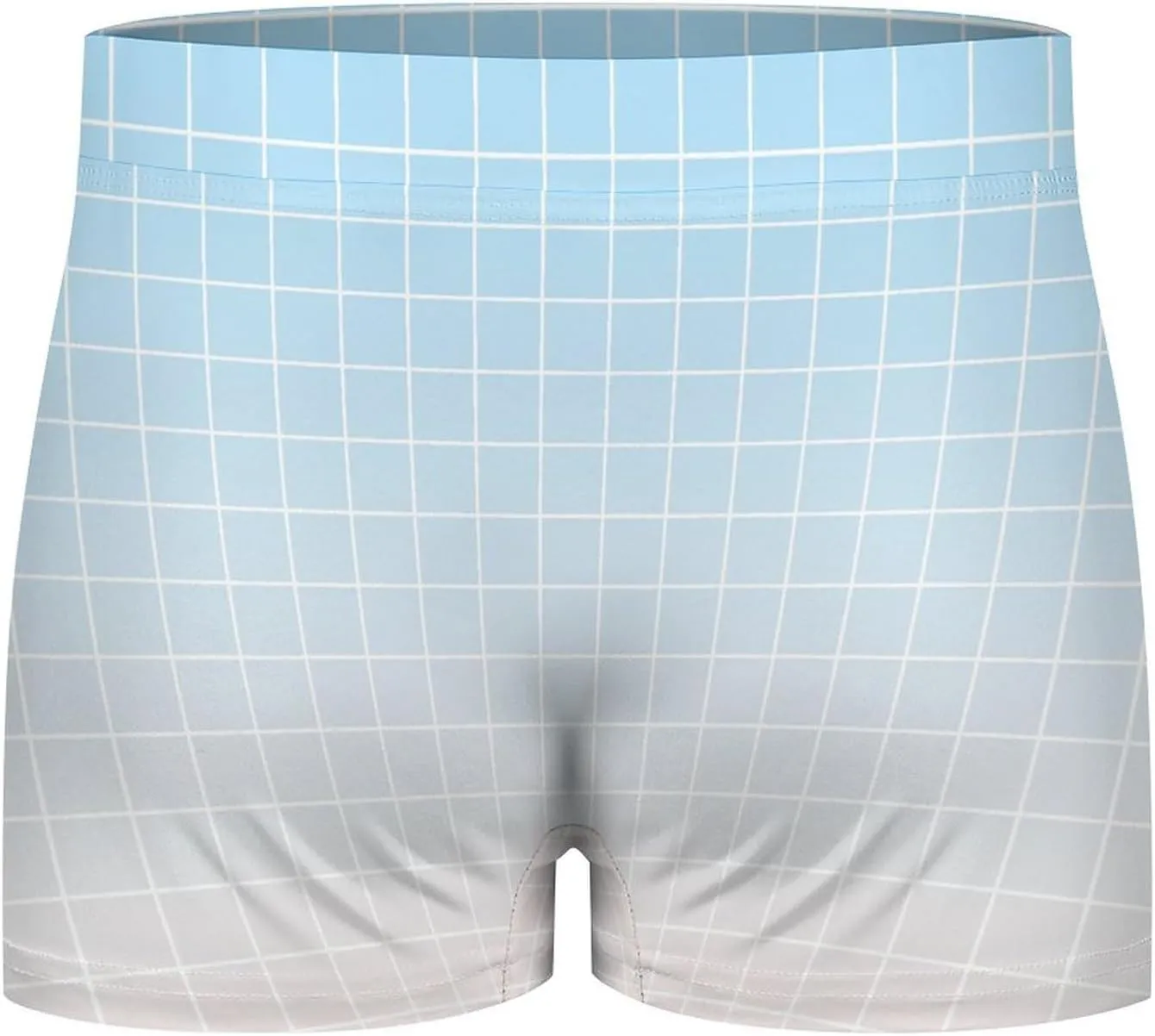 Blue Ombre Grid Print Mens Underwear, Soft Boxers for Men, Moisture-Wicking Breathable Boxer Briefs