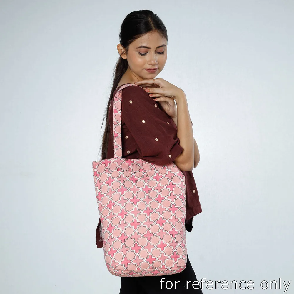 Brown - Handcrafted Quilted Sanganeri Block Printed Shoulder Bag