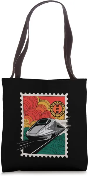Bullet Train Shinkansen Japanese Kanji Retro Kanji Souvenir Tote Bag