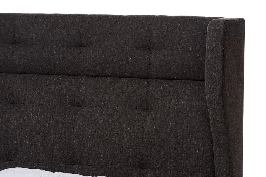 Casper Charcoal Grey Fabric Upholstered Platform Bed w/Tall Headboard (Full)