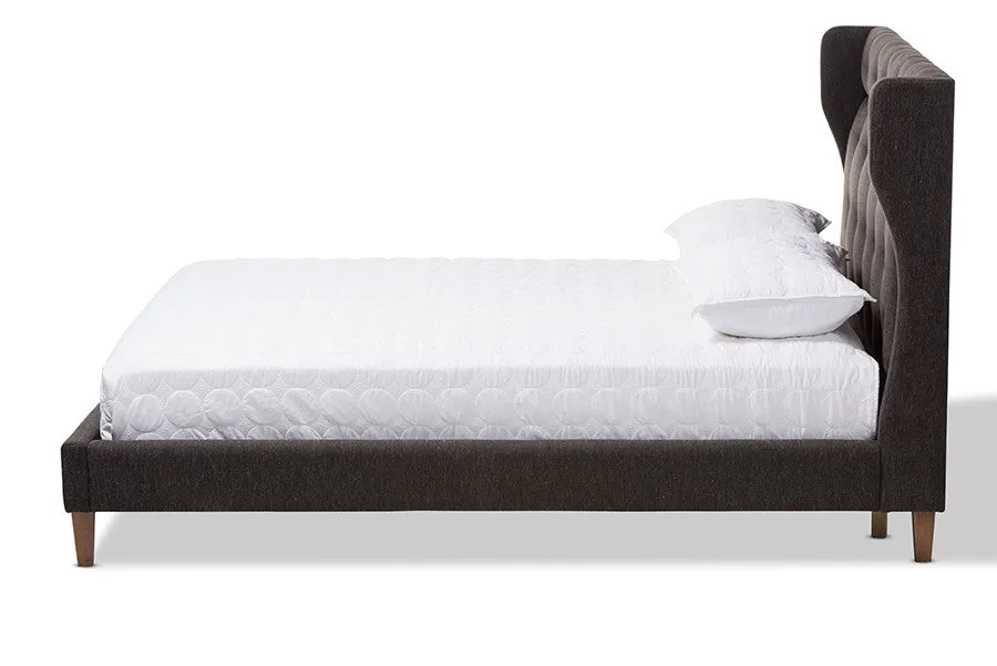 Casper Charcoal Grey Fabric Upholstered Platform Bed w/Tall Headboard (Full)