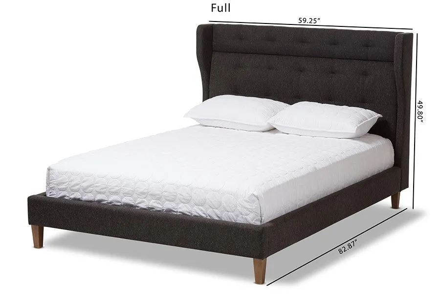 Casper Charcoal Grey Fabric Upholstered Platform Bed w/Tall Headboard (Full)