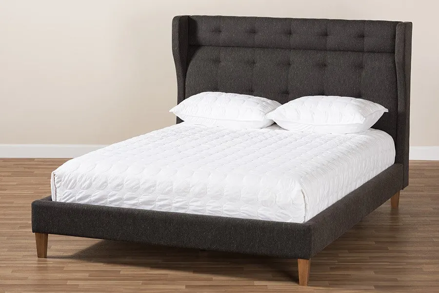 Casper Charcoal Grey Fabric Upholstered Platform Bed w/Tall Headboard (Full)