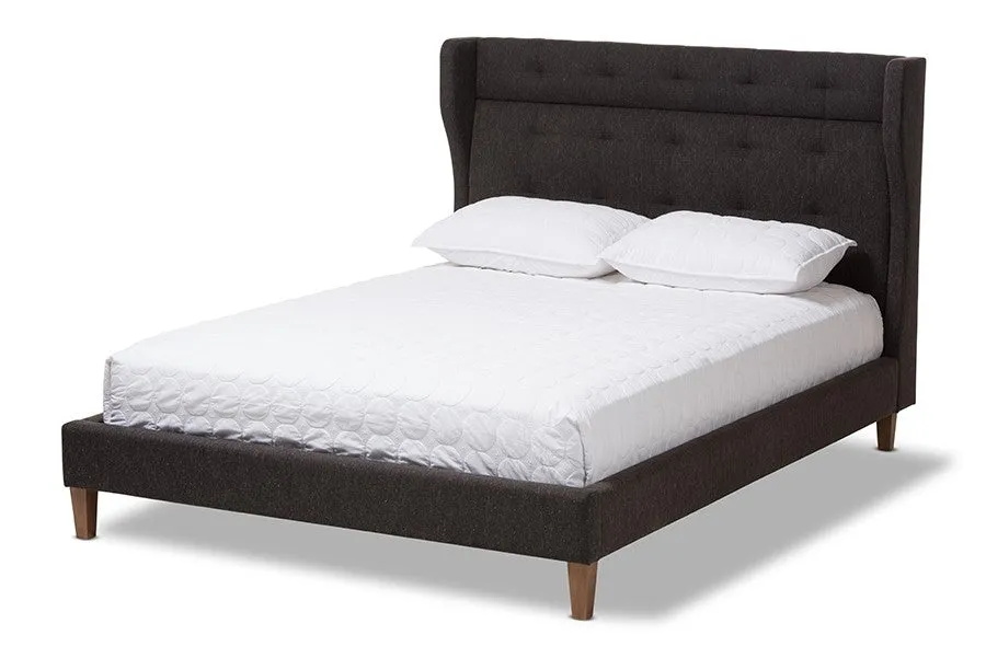 Casper Charcoal Grey Fabric Upholstered Platform Bed w/Tall Headboard (Full)