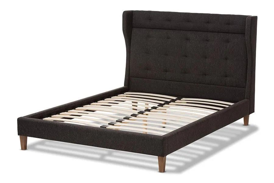 Casper Charcoal Grey Fabric Upholstered Platform Bed w/Tall Headboard (Full)