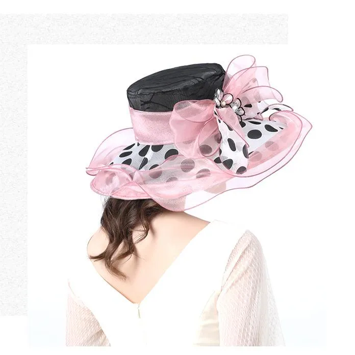Charming Mesh and Feather Kentucky Derby Hat Wedding Bride Organza Wide Brim Hats