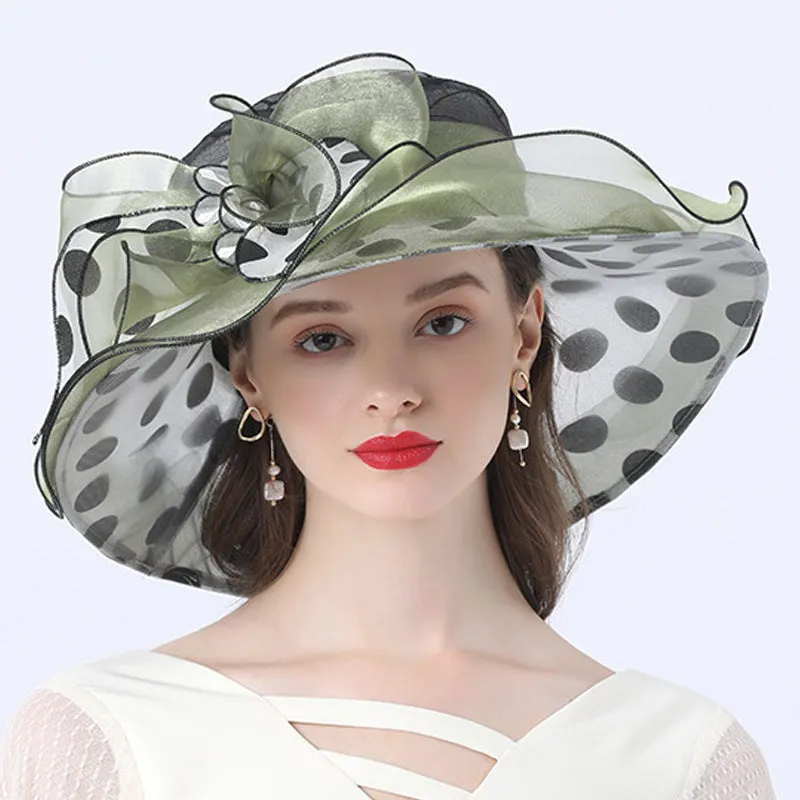 Charming Mesh and Feather Kentucky Derby Hat Wedding Bride Organza Wide Brim Hats