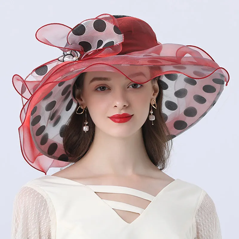 Charming Mesh and Feather Kentucky Derby Hat Wedding Bride Organza Wide Brim Hats
