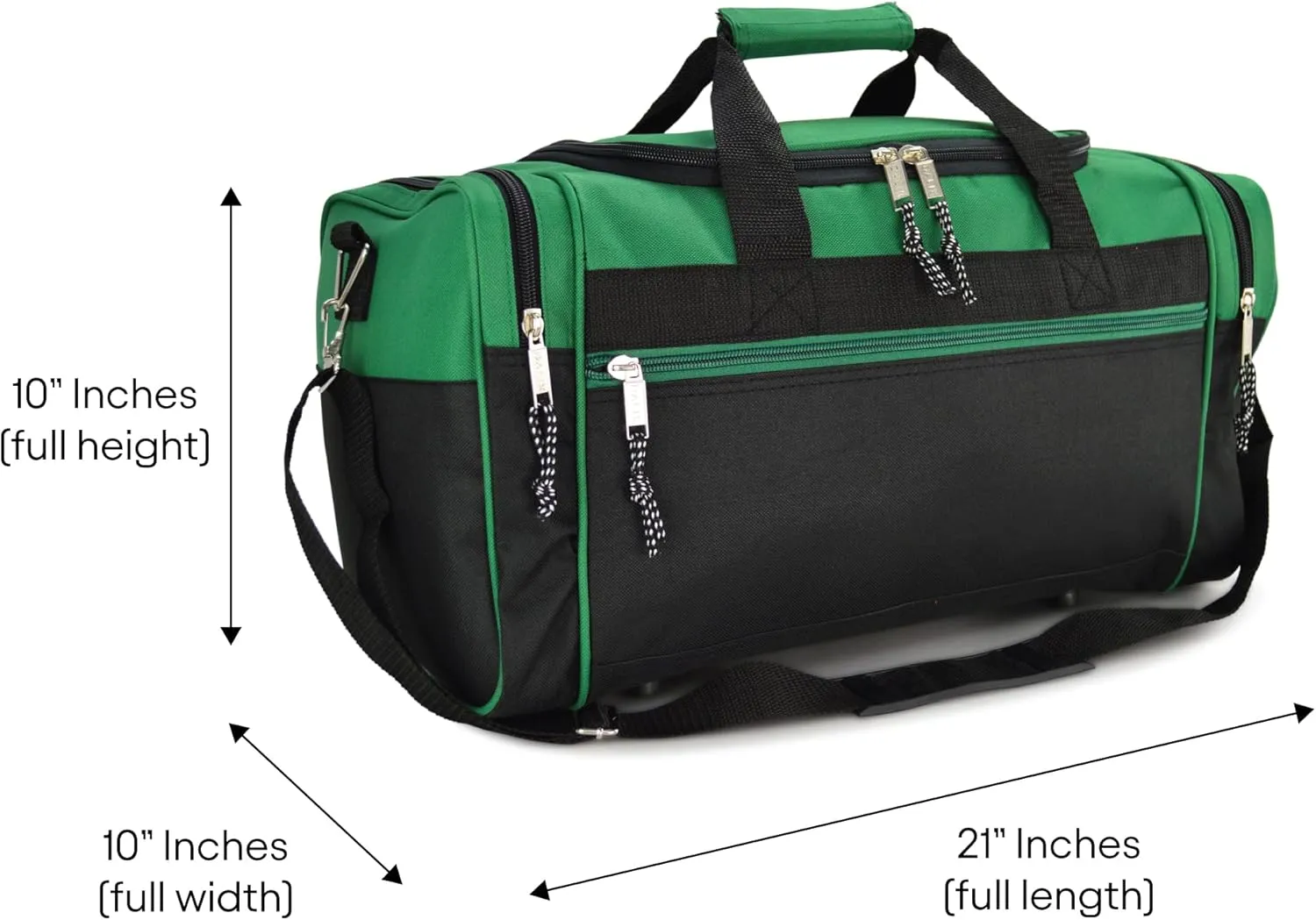 DALIX 21" Blank Sports Duffle Bag Gym Bag Travel Duffel Adjustable Strap in Green