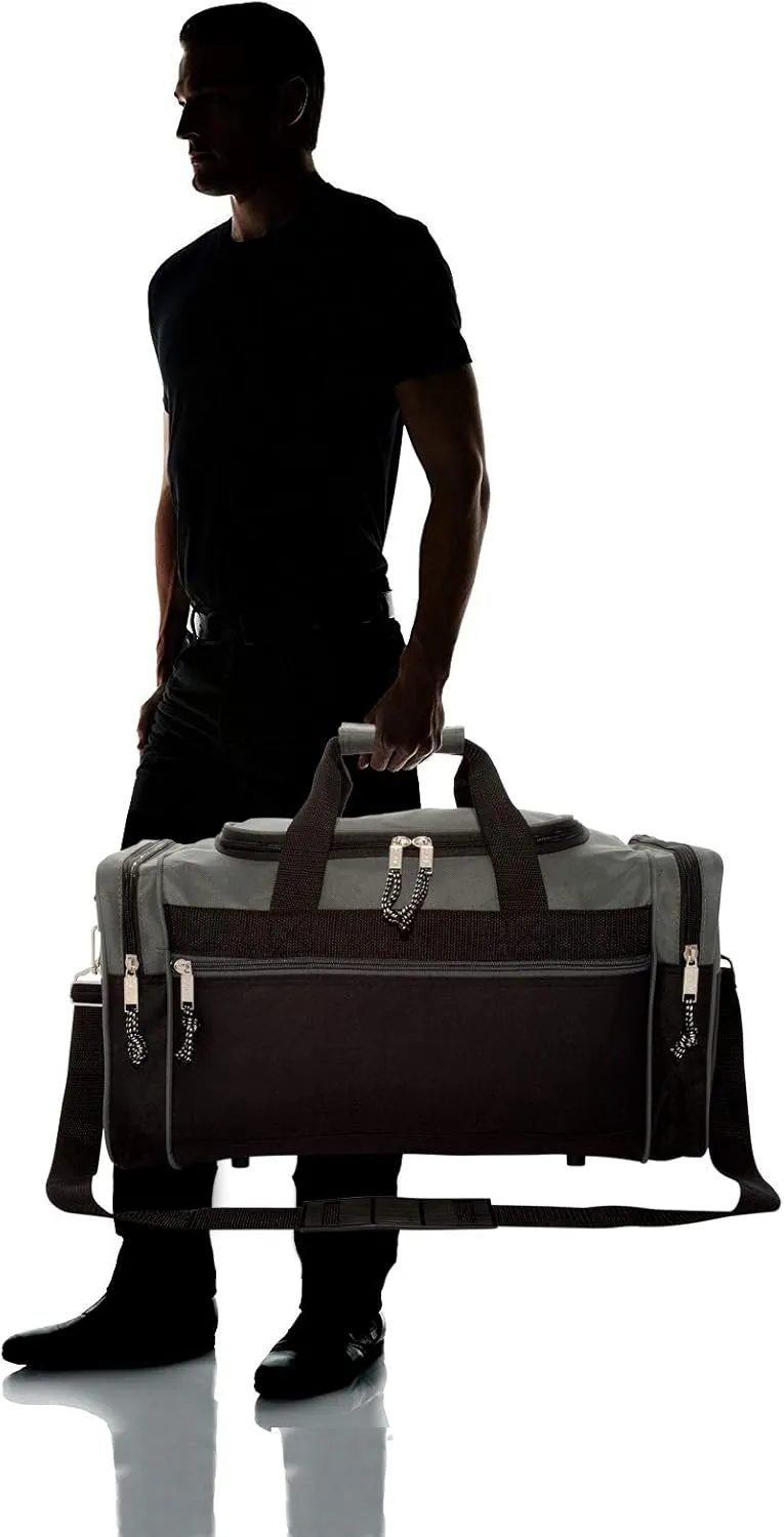 DALIX 21" Blank Sports Duffle Bag Gym Bag Travel Duffel with Adjustable Strap in Gray