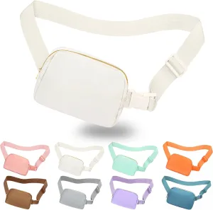 Fanny Pack Crossbody Bag for Women and Men, Belt Bag for Hiking Bum Bag with Adjustable Strap, Waist pack for Running Workout Sports Travel Off White