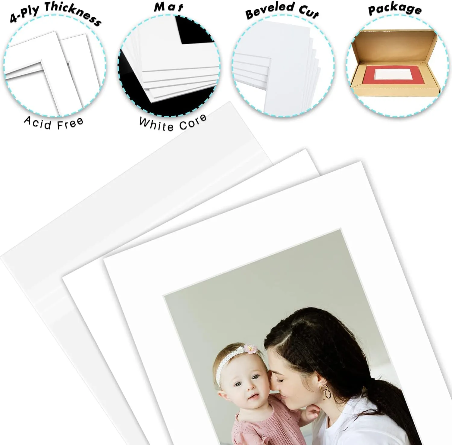 Golden State Art, Acid Free, Pack of 25 11x14 White Picture Mats Mattes with White Core Bevel Cut for 8x10 Photo   Backing   Bags