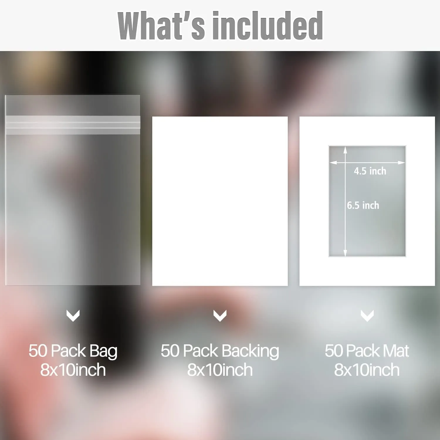 Golden State Art Pack of 50 8x10 White Picture Mats Mattes with White Core Bevel Cut for 5x7 Photo   Backing   Bags
