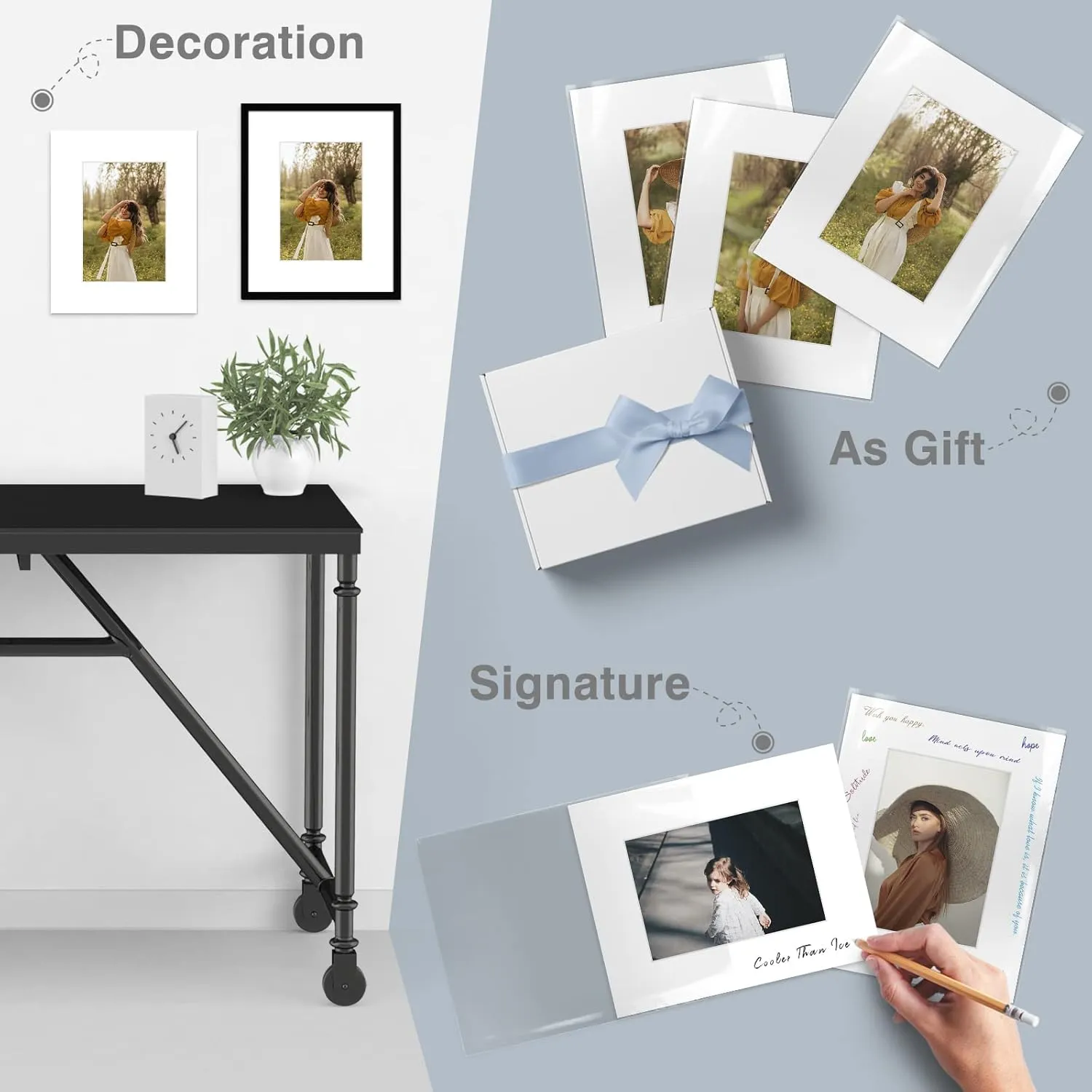 Golden State Art Pack of 50 8x10 White Picture Mats Mattes with White Core Bevel Cut for 5x7 Photo   Backing   Bags