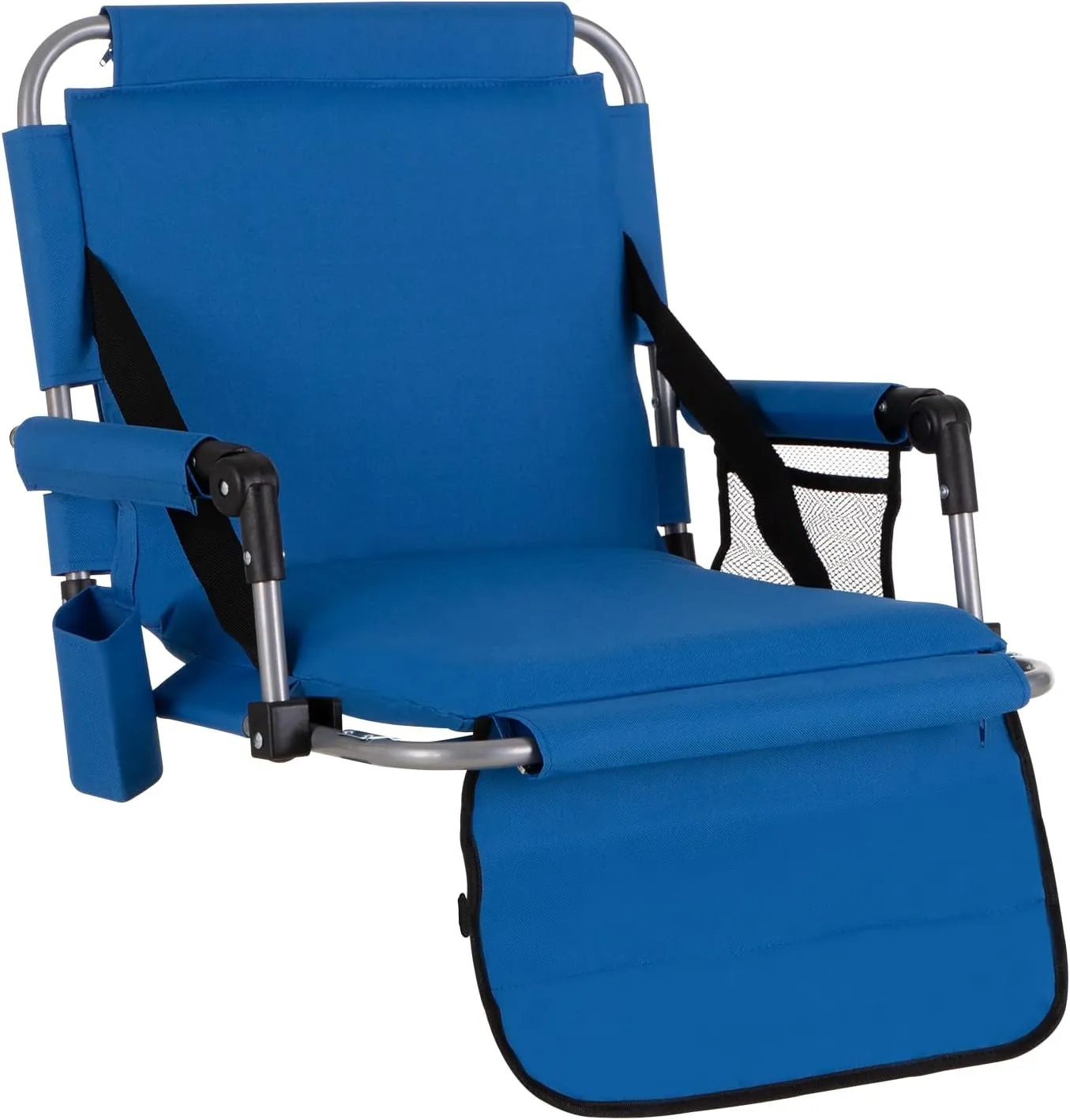 GREEN PARTY Stadium Seat for Bleachers Portable Outdoor Floor Folding Stadium Chair with Armrest, Back Support, Cup Holder, Mesh Bag and Hide Hooks