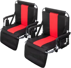 GREEN PARTY Stadium Seat for Bleachers Portable Outdoor Floor Folding Stadium Chair with Armrest, Back Support, Cup Holder, Mesh Bag and Hide Hooks