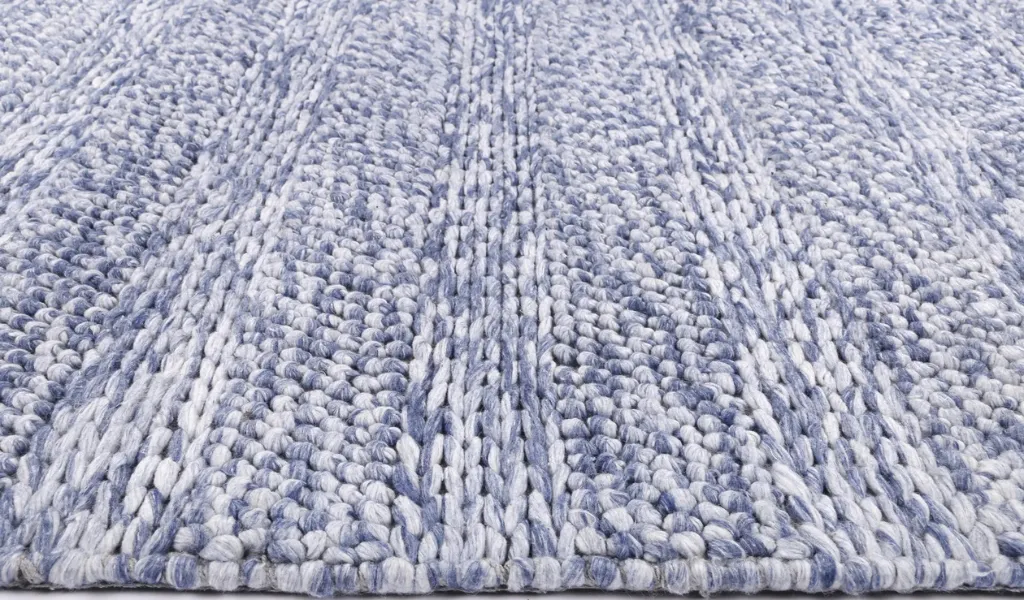 Halo Blue Rings and Bubble Pattern Wool Blend Rug