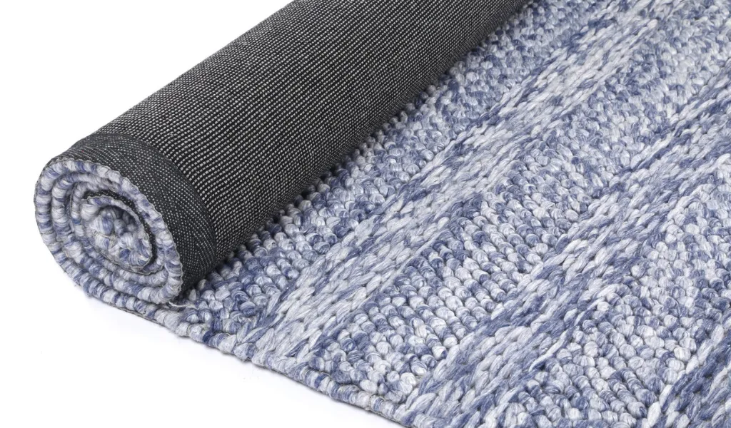 Halo Blue Rings and Bubble Pattern Wool Blend Rug
