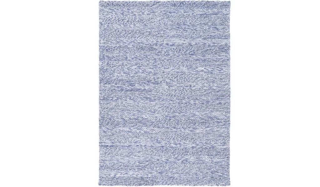 Halo Blue Rings and Bubble Pattern Wool Blend Rug