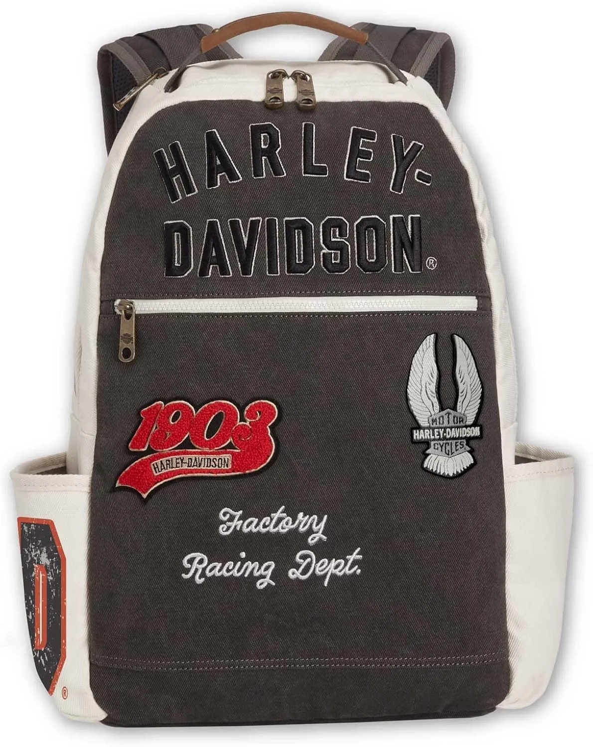 Harley-Davidson Multiple Patches & Logos Vintage Backpack, Durable Canvas