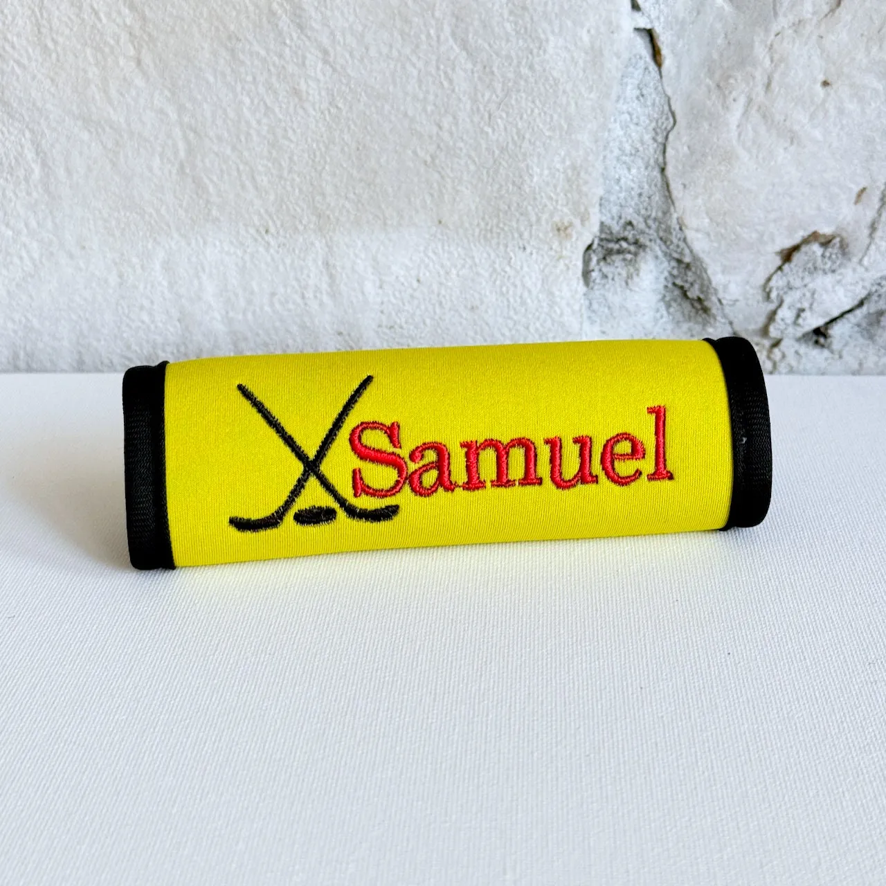 Hockey Luggage Handle Wrap Personalized and Embroidered, Ice Hockey Bag Name Tag