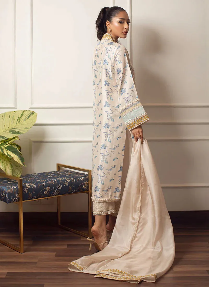 Lea Ii - Amari Ivory Silk Shirt And Dupatta