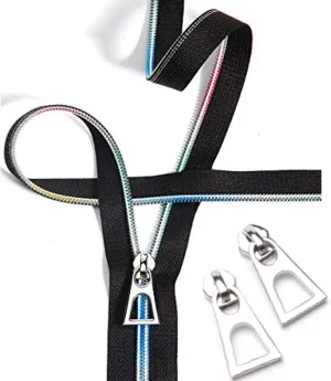 Nylon Zippers by The Yard - Black with 20PCS Slider - Long Zippers for Tailor Sewing Crafts - 10 Yards