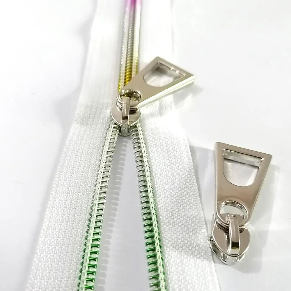 Nylon Zippers by The Yard - White with 20PCS Slider - Long Zippers for Tailor Sewing Crafts - 10 Yards