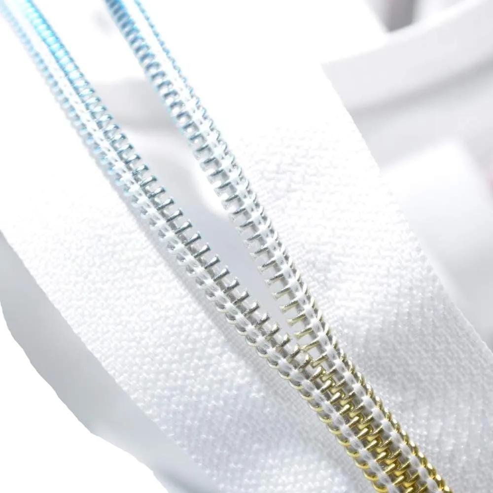 Nylon Zippers by The Yard - White with 20PCS Slider - Long Zippers for Tailor Sewing Crafts - 10 Yards