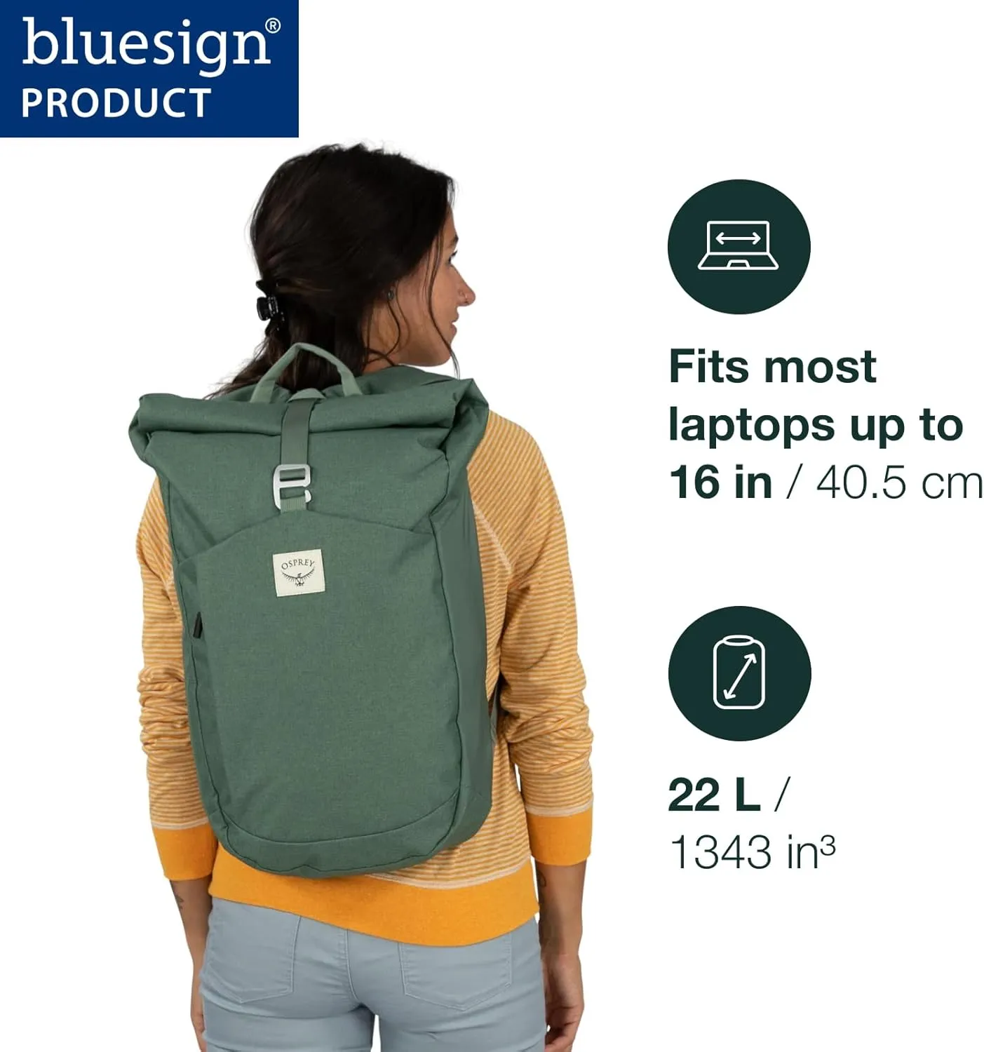 Osprey Arcane Roll Top Commuter Backpack, Pine Leaf Green
