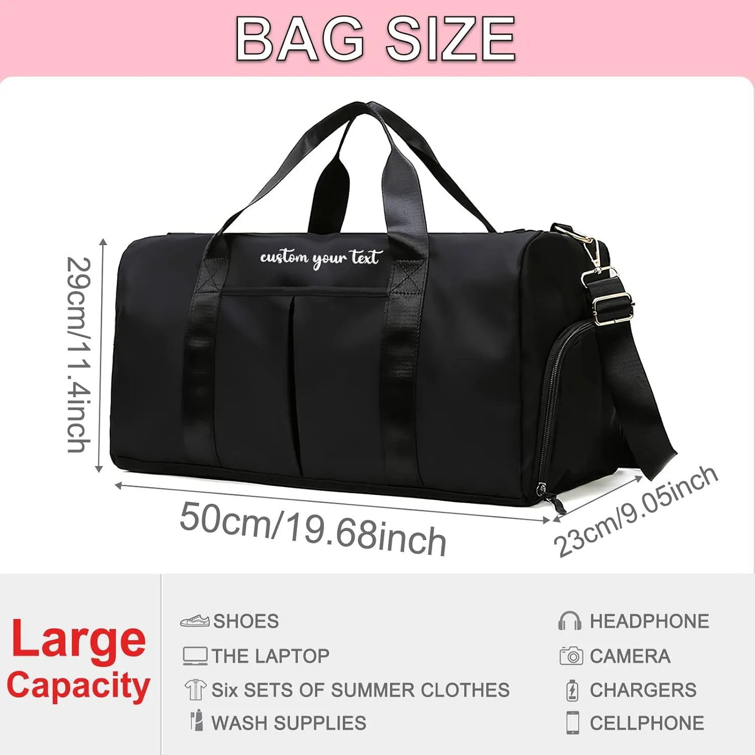 Personalized Initial Duffle Bag Custom Weekender Overnight Bags with Embroidery Name Sports Gym Travel Bags with Wet Dry Pockets Bridal Gift for Women BridesmaidBlue