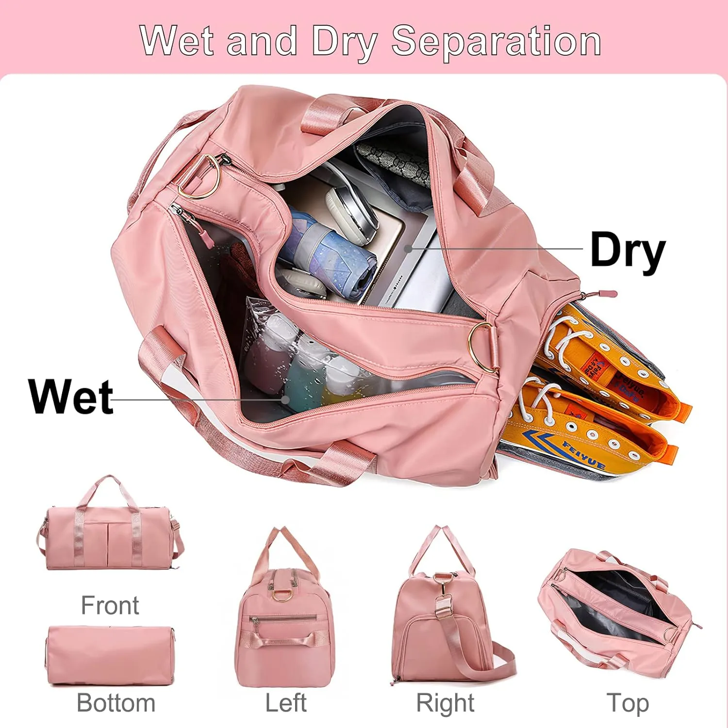Personalized Initial Duffle Bag Custom Weekender Overnight Bags with Embroidery Name Sports Gym Travel Bags with Wet Dry Pockets Bridal Gift for Women BridesmaidBlue