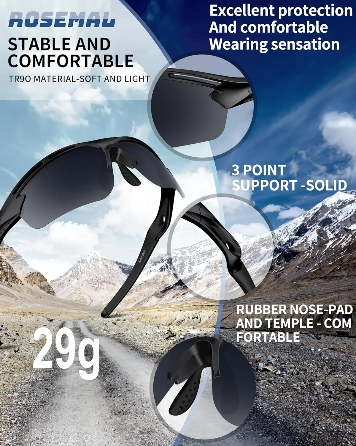 Polarized Sports Sunglasses for Men Women Youth Baseball Running Cycling Driving Fishing Tennis Golf Motor TAC UV400 TR90