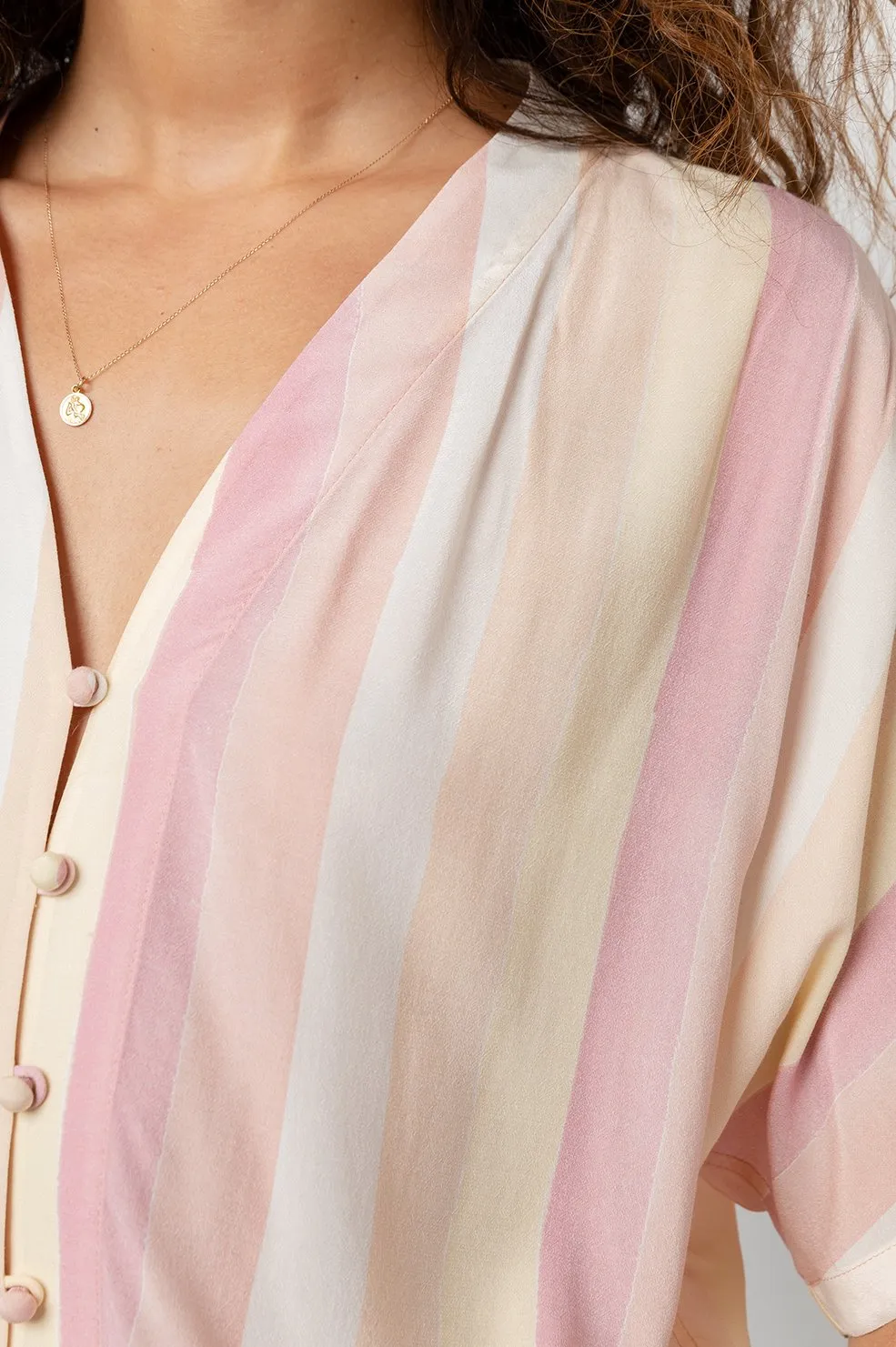 Rails - Thea Buttoned Blouse in Sunrise Stripe