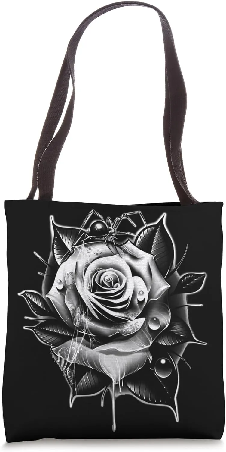 Rose Spider Black Widow Tote Bag
