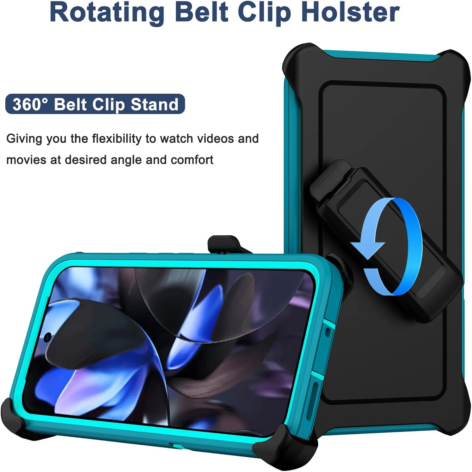 RubCase for Google Pixel 9 Pro XL Case with Belt Clip Holster, 2X Screen Protector, Heavy Duty Military Grade Full Body Shockproof Dust-Proof Rugged Protective Cover for Pixel 9 Pro XL