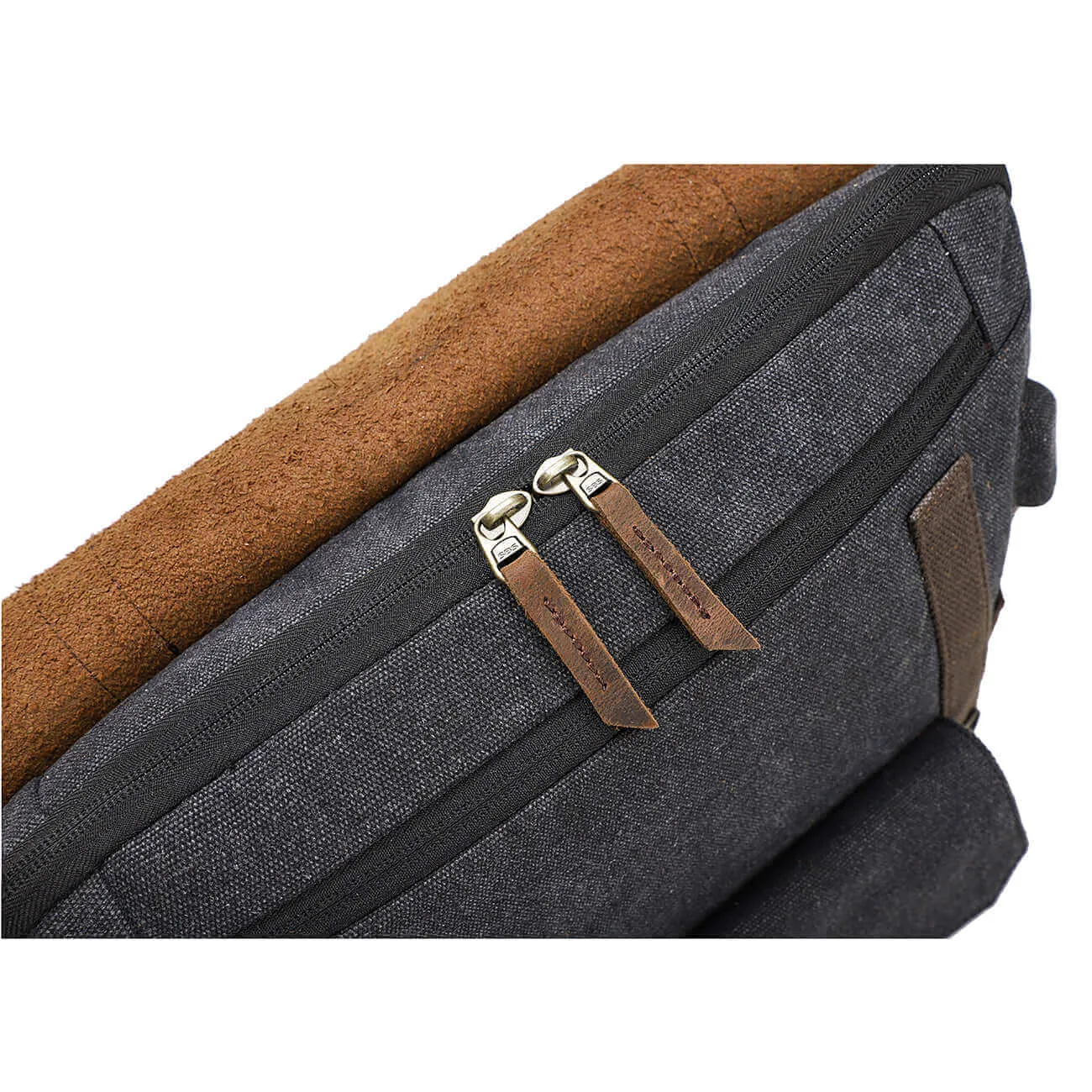 Rugged Crazy Horse Leather & Canvas Laptop Backpack - Fits 15.6" Laptop 22L