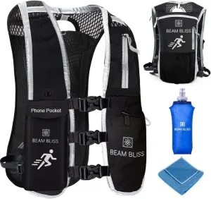 Running Vest for Men, Lightweight Womens Running Vest with 500ml Soft Flask, Adjustable Chest Straps Running Water Vest with 7 Pockets,Breathable Running Backpack for Trail Running, Marathons, Cycling