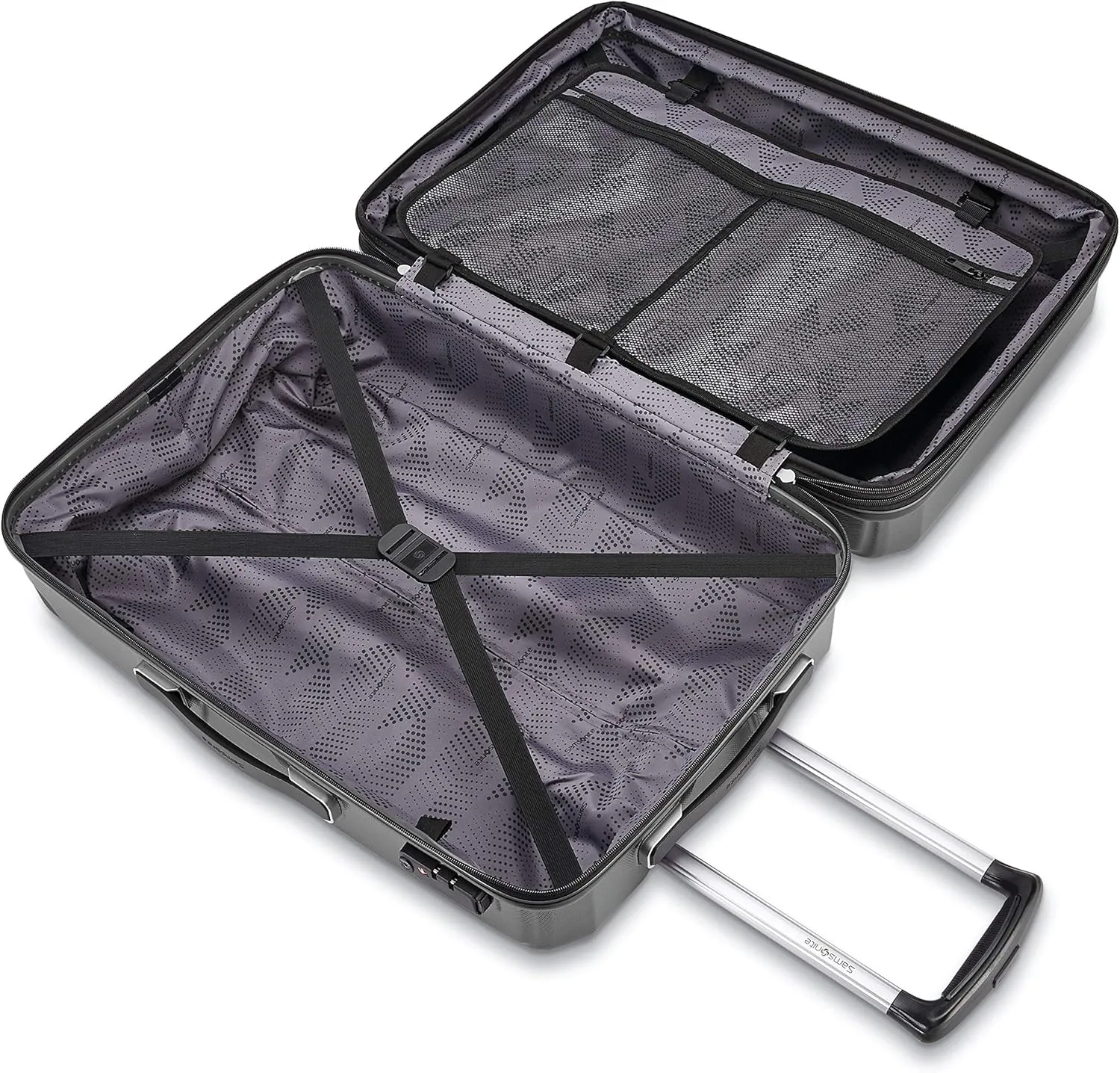 Samsonite Winfield 3 DLX Hardside Expandable Luggage with Spinners, Checked-Medium 25-Inch, Graphite Grey