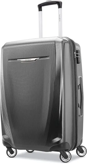 Samsonite Winfield 3 DLX Hardside Expandable Luggage with Spinners, Checked-Medium 25-Inch, Graphite Grey