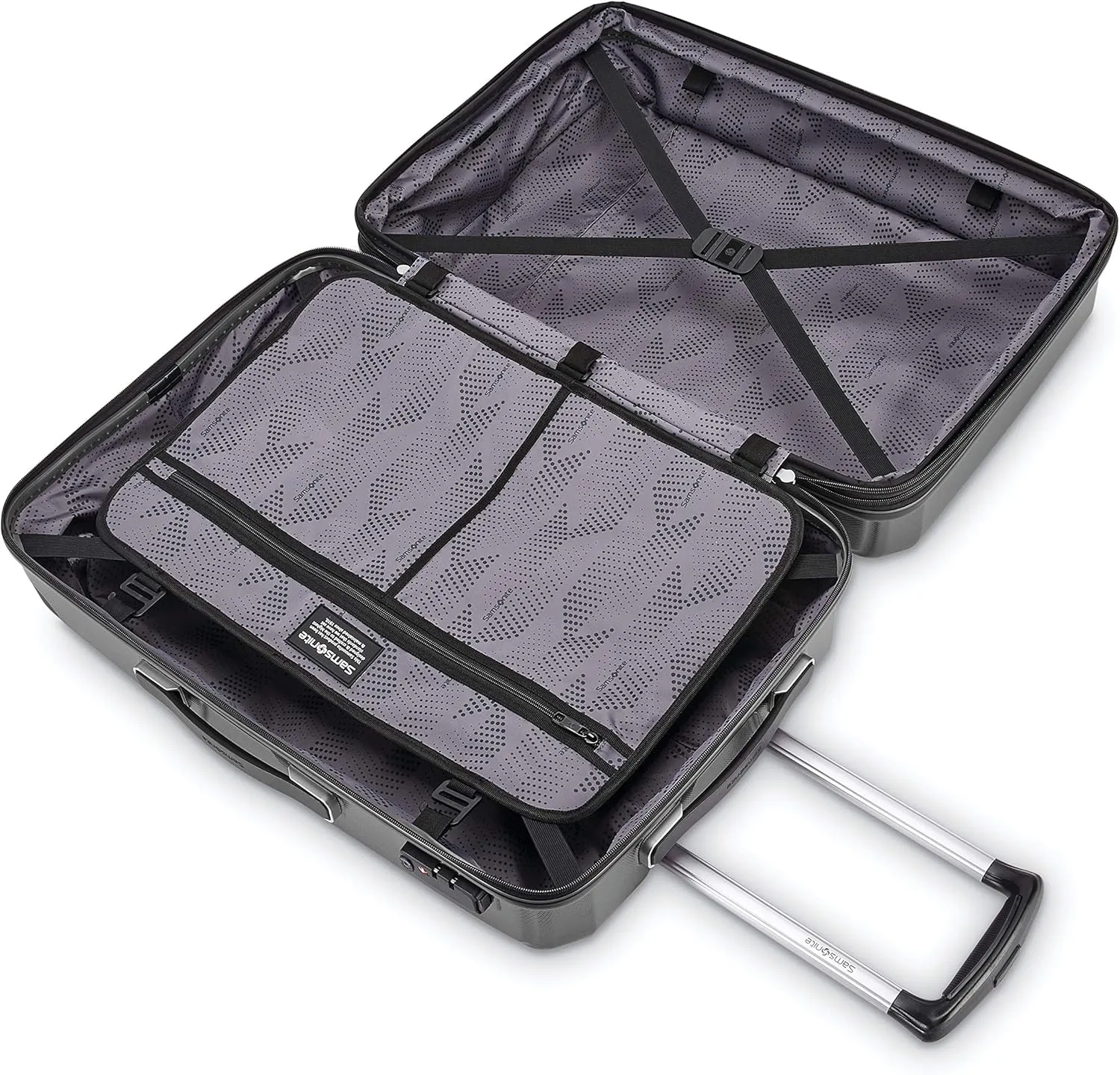 Samsonite Winfield 3 DLX Hardside Expandable Luggage with Spinners, Checked-Medium 25-Inch, Graphite Grey