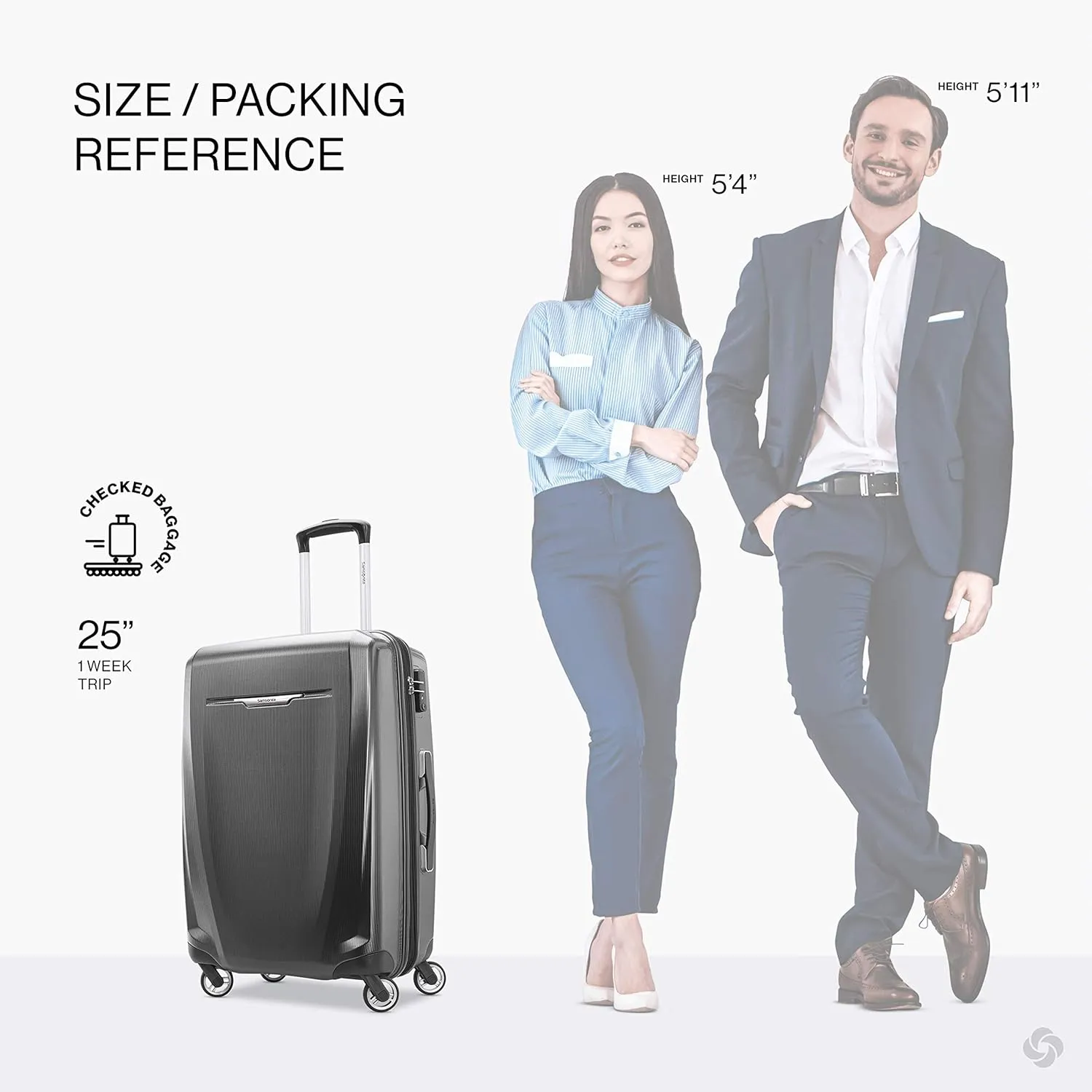 Samsonite Winfield 3 DLX Hardside Expandable Luggage with Spinners, Checked-Medium 25-Inch, Graphite Grey