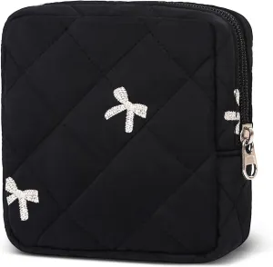 Small Makeup Bag for Purse,Quilted Cosmetic Pouch, Mini Make up Bags with Compartments Inside, Cute Cosmetic Organizer for Women, Travel Toiletry Bag