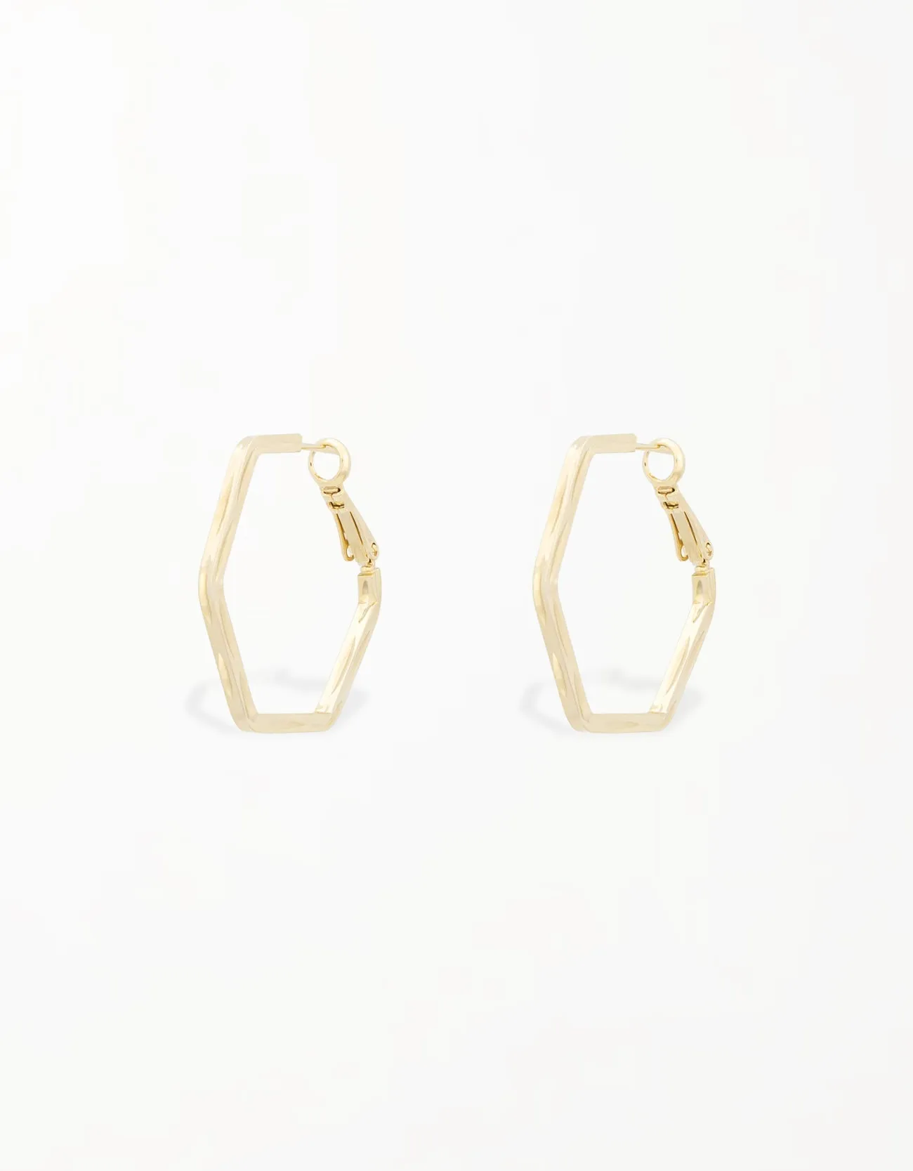 Soft Curve Hexagon Hinged Hoops - 18K Gold & Platinum Styles